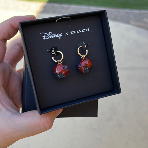 Disney X Coach Poison Apple Huggie Earrings - Picture 2 of 5